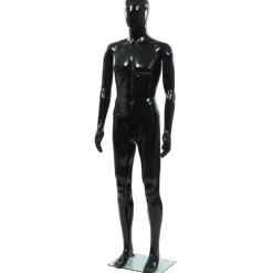 Aidon kokoinen miesmallinukke lasijalustalla musta 185 cm