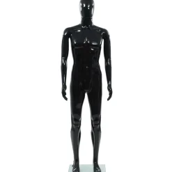 Aidon kokoinen miesmallinukke lasijalustalla musta 185 cm