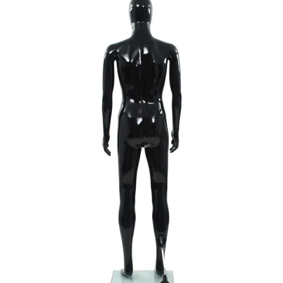 Aidon kokoinen miesmallinukke lasijalustalla musta 185 cm