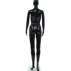 Aidon kokoinen naismallinukke lasijalustalla musta 175 cm