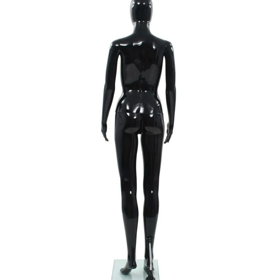 Aidon kokoinen naismallinukke lasijalustalla musta 175 cm