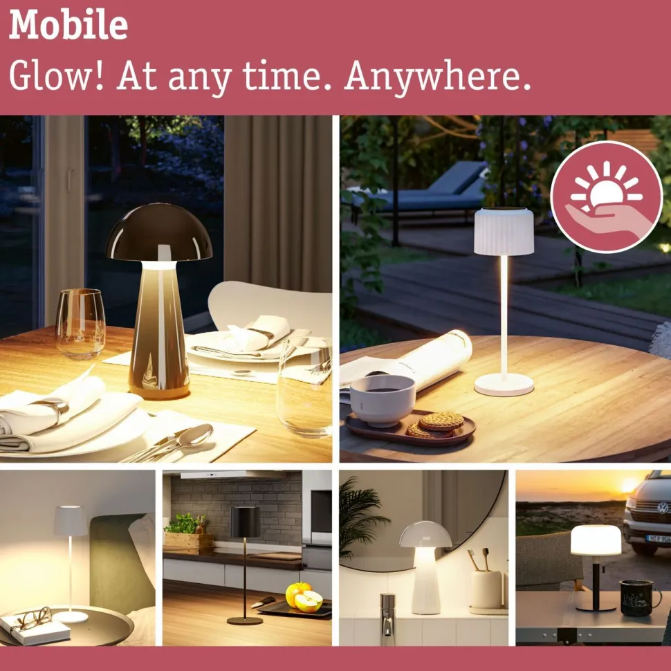 Aurinkokennopöytävalaisin Paulmann Ilanga 30cm IP44 2700K 125lm USB antrasiitti