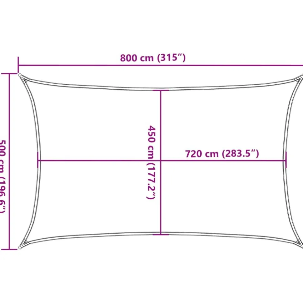 Aurinkopurje, 160 g/m² HDPE, eri värejä ja kokoja (16419)