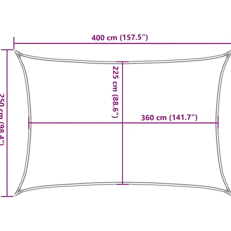 Aurinkopurje, 160 g/m² HDPE, eri värejä ja kokoja (16419)