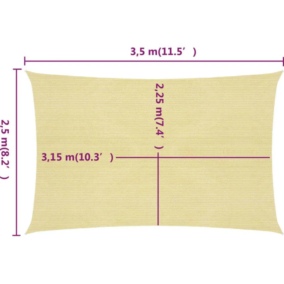 Aurinkopurje suorakulma, HDPE, 160g/m², eri kokoja ja värejä