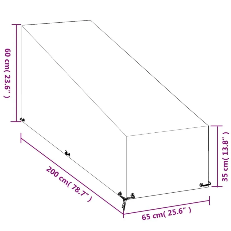 Aurinkotuolin suojus 12 purjerengasta 200x65x35/60 cm PE