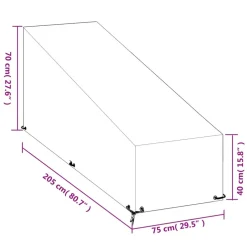 Aurinkotuolin suojus 12 purjerengasta 200x65x35/60 cm PE