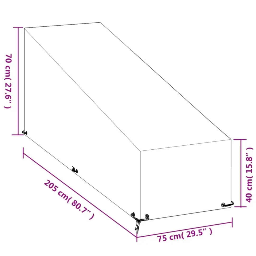 Aurinkotuolin suojus 12 purjerengasta 200x65x35/60 cm PE