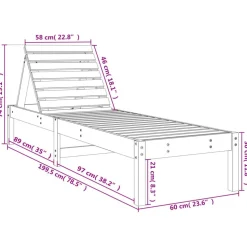 Aurinkotuolit 2 kpl musta 199,5x60x74 cm, mänty