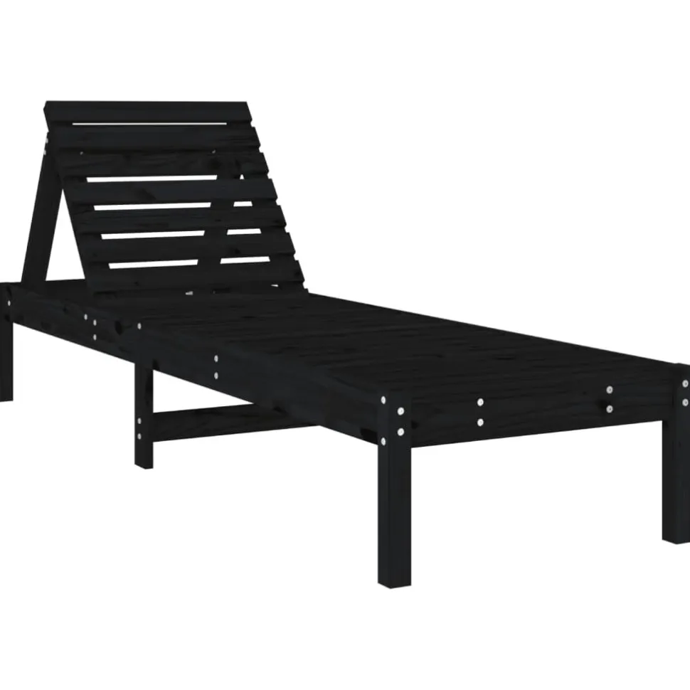 Aurinkotuolit 2 kpl musta 199,5x60x74 cm, mänty