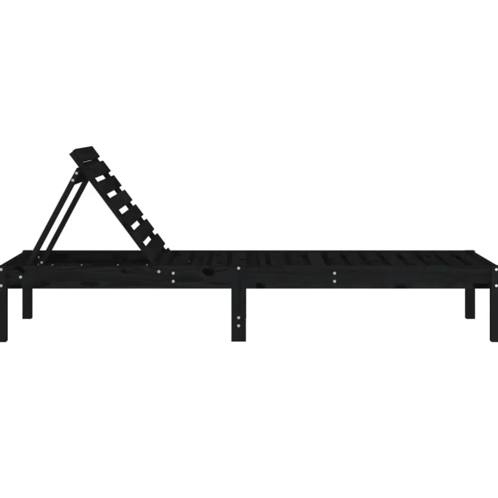 Aurinkotuolit 2 kpl musta 199,5x60x74 cm, mänty