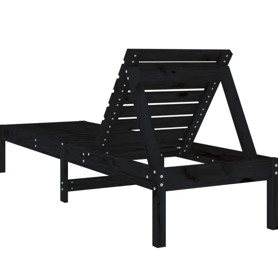 Aurinkotuolit 2 kpl musta 199,5x60x74 cm, mänty