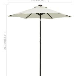 Aurinkovarjo LED-valolla 200x211 cm alumiini musta