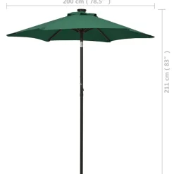 Aurinkovarjo LED-valolla 200x211 cm alumiini musta