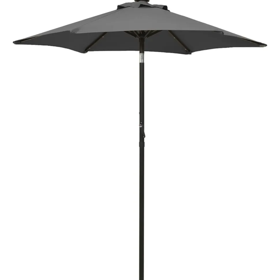 Aurinkovarjo LED-valolla 200x211 cm alumiini musta