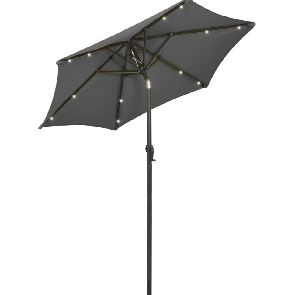 Aurinkovarjo LED-valolla 200x211 cm alumiini musta