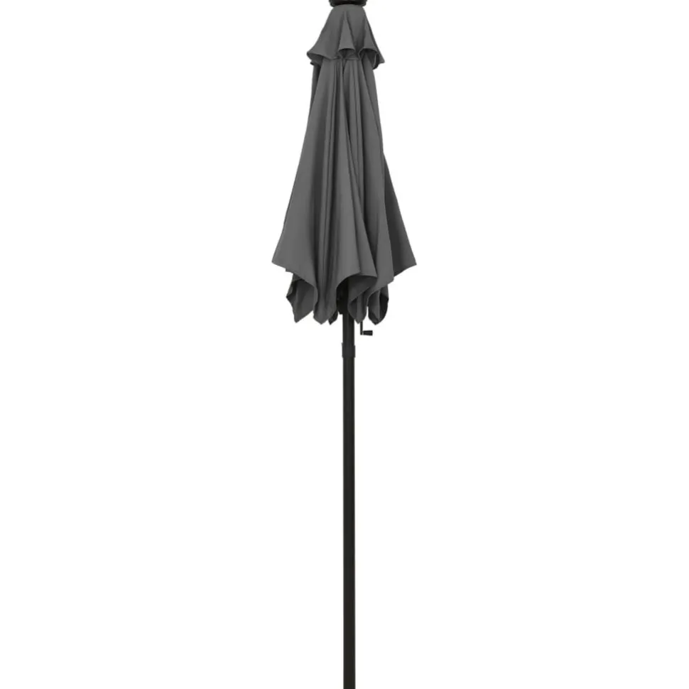 Aurinkovarjo LED-valolla 200x211 cm alumiini musta