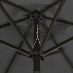 Aurinkovarjo LED-valolla 200x211 cm alumiini musta