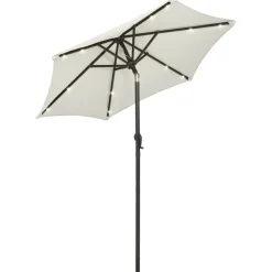 Aurinkovarjo LED-valolla 200x211 cm alumiini musta