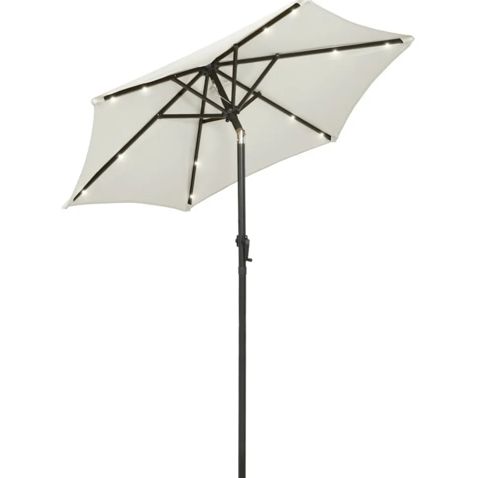Aurinkovarjo LED-valolla 200x211 cm alumiini musta