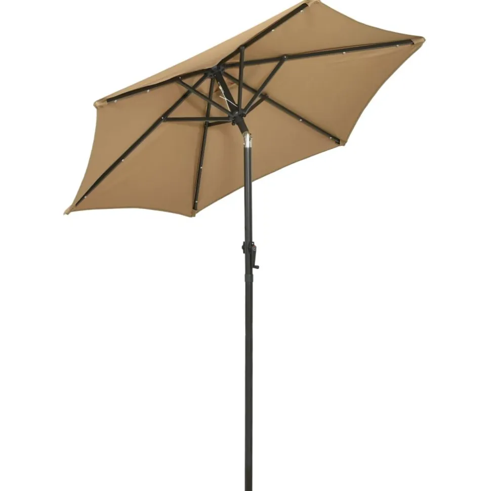 Aurinkovarjo LED-valolla 200x211 cm alumiini musta
