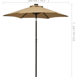 Aurinkovarjo LED-valolla 200x211 cm alumiini musta