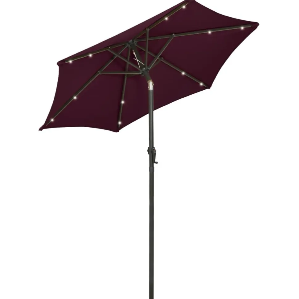 Aurinkovarjo LED-valolla 200x211 cm alumiini musta