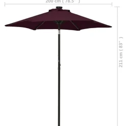 Aurinkovarjo LED-valolla 200x211 cm alumiini musta