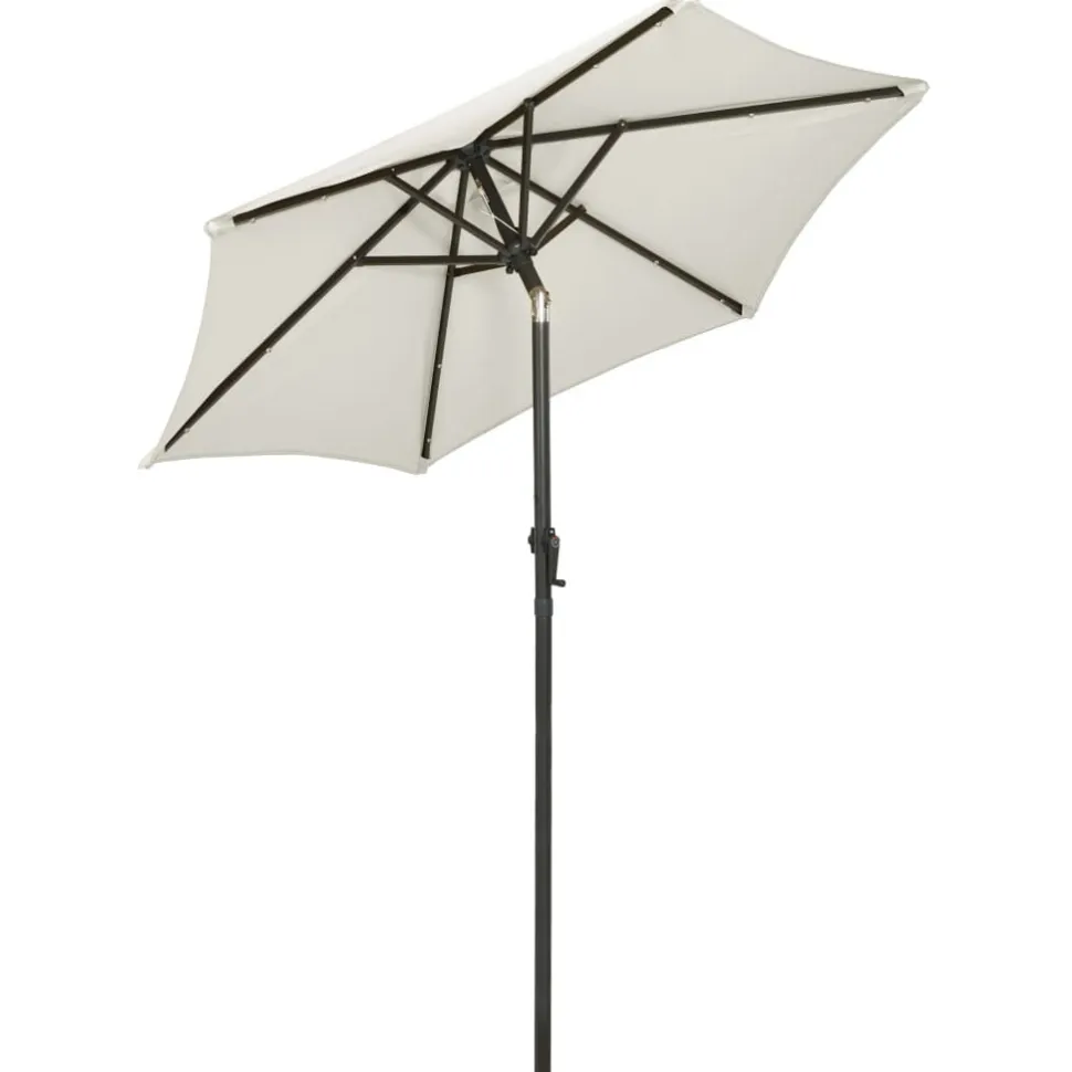 Aurinkovarjo LED-valolla 200x211 cm alumiini musta