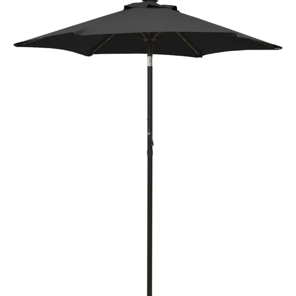 Aurinkovarjo LED-valolla 200x211 cm alumiini musta