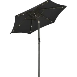 Aurinkovarjo LED-valolla 200x211 cm alumiini musta