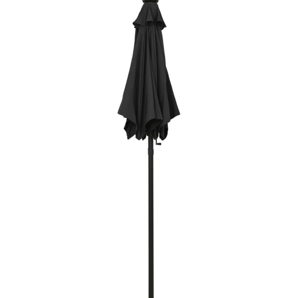 Aurinkovarjo LED-valolla 200x211 cm alumiini musta