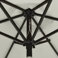 Aurinkovarjo LED-valolla 200x211 cm alumiini musta