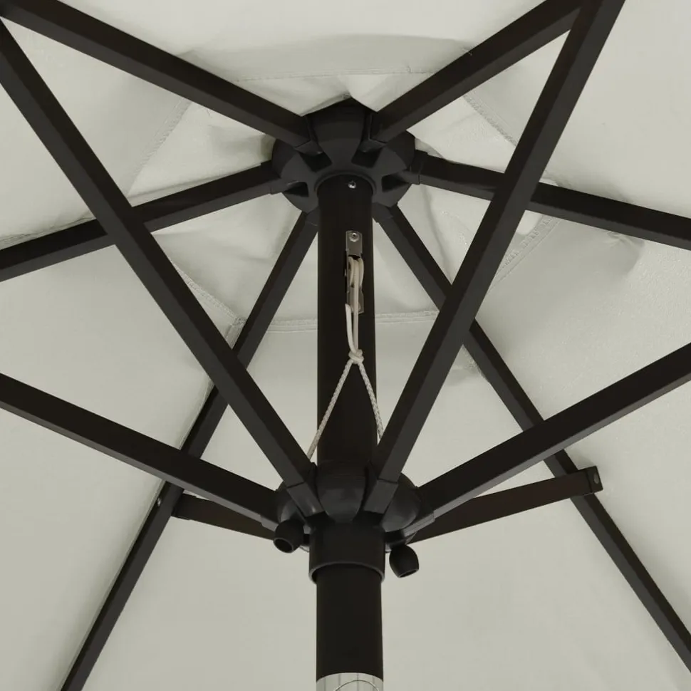 Aurinkovarjo LED-valolla 200x211 cm alumiini musta