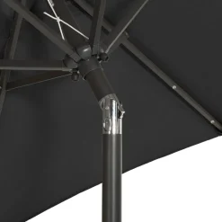 Aurinkovarjo LED-valolla 200x211 cm alumiini musta