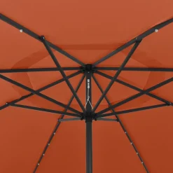 Aurinkovarjo LED-valot ja metallitanko 400 cm antrasiitti