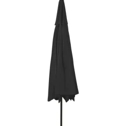 Aurinkovarjo LED-valot ja metallitanko 400 cm antrasiitti