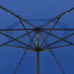 Aurinkovarjo LED-valot ja metallitanko 400 cm antrasiitti