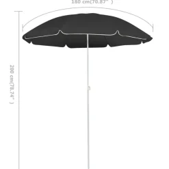 Aurinkovarjo terästanko 180 cm sininen