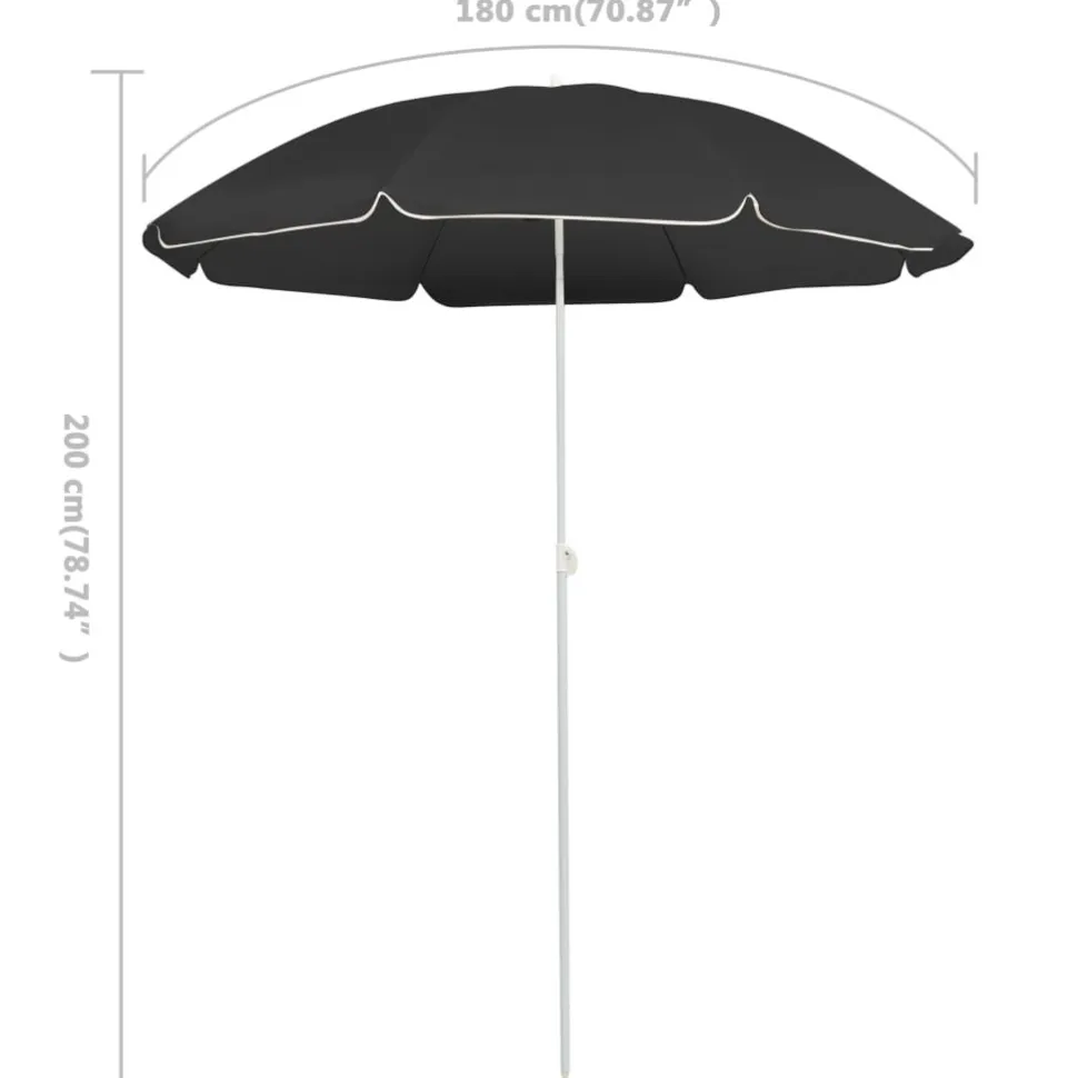 Aurinkovarjo terästanko 180 cm sininen