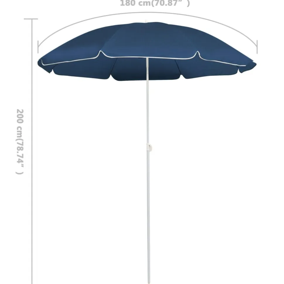 Aurinkovarjo terästanko 180 cm sininen