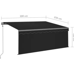 Automaattimarkiisi verhoLED/tuulisensori 3x2,5 m sininen/valkoinen