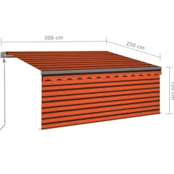 Automaattimarkiisi verhoLED/tuulisensori 3x2,5 m sininen/valkoinen