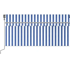 Automaattimarkiisi verhoLED/tuulisensori 3x2,5 m sininen/valkoinen