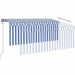 Automaattimarkiisi verhoLED/tuulisensori 3x2,5 m sininen/valkoinen