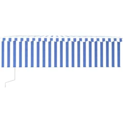 Automaattisesti kelattava markiisi verhoilla 3x2,5 m sinivalk.