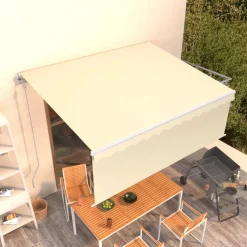 Automaattisesti kelattava markiisi verhoilla 3x2,5 m sinivalk.