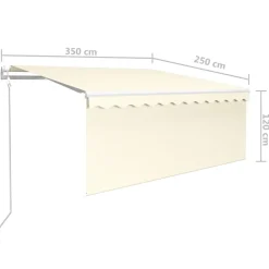 Automaattisesti kelattava markiisi verhoilla 3x2,5 m sinivalk.