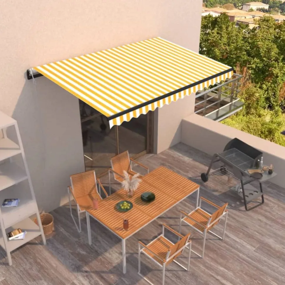 Automaattisesti sisäänkelattava markiisi 350x250 cm kerma