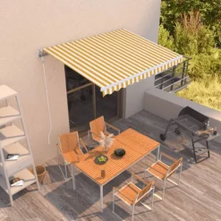 Automaattisesti sisäänkelattava markiisi 300x250cm sinivalk.
